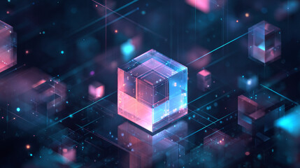 Abstract futuristic background featuring an isometric cube design in 3D for business and technology themes