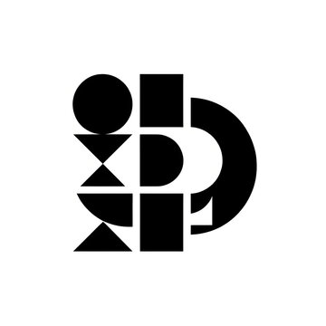 Creative abstract geometric shape composition, black modern minimal logo design template