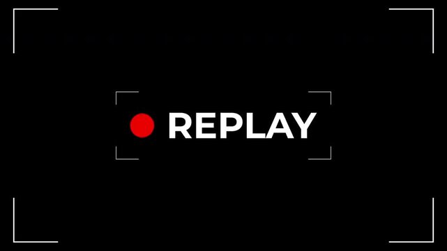 Replay sign icon animation video for live stream on black background. 4K video