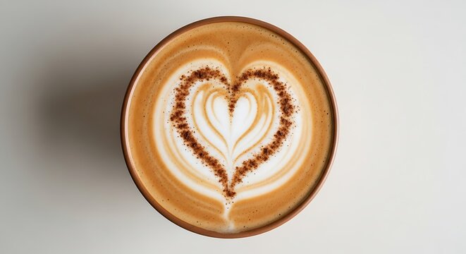 Warm latte art creates an expression of affection and coffee enjoyment