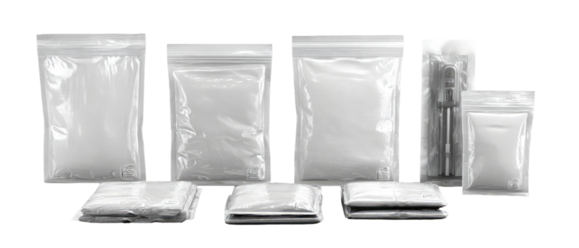 Various sized clear plastic ziplock bags