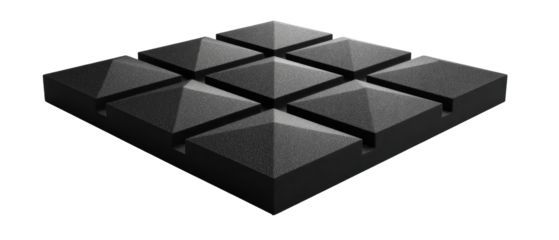 Dark gray, square, textured panel with pyramidal shapes