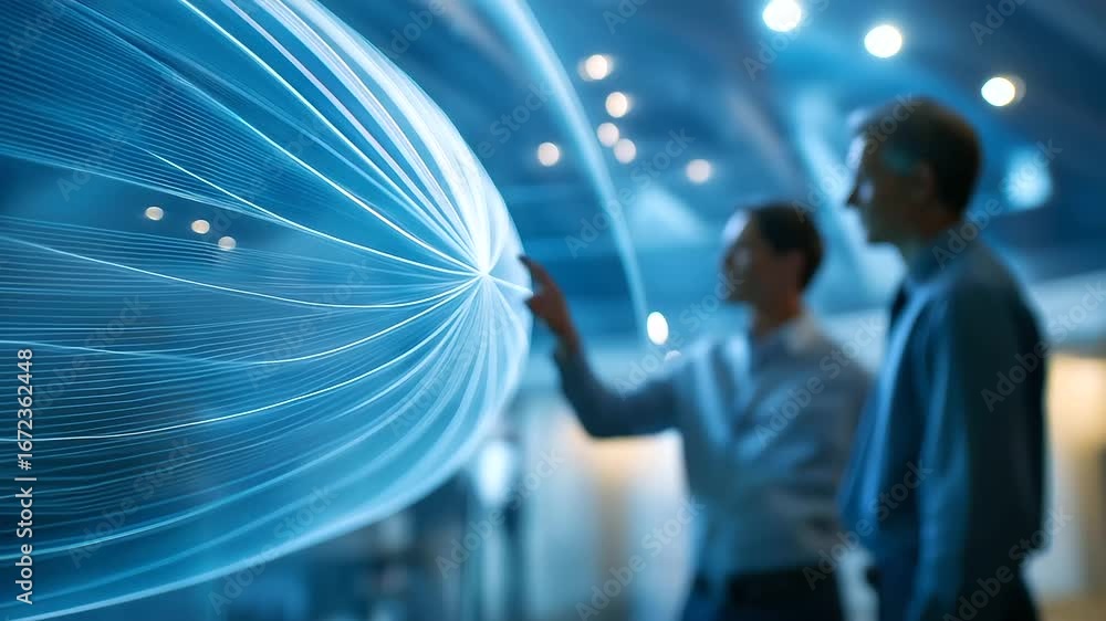 Poster meteorology lab: portrait of engineers conduct a wind tunnel test to study the aerodynamics of an ai