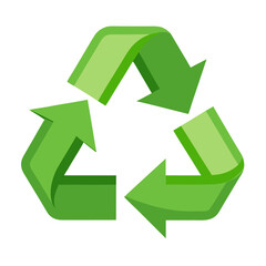 Green recycling symbol with arrows in a continuous loop