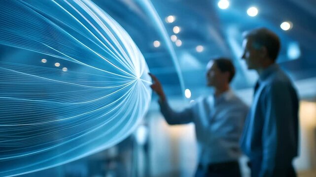 Meteorology Lab: Portrait of Engineers conduct a wind tunnel test to study the aerodynamics of an airship. Precision workflow, safety protocols and real‑time monitoring in a modern meteorology lab