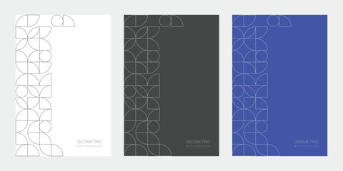 Abstract Geometric Backgrounds with Outline Shapes Vector Illustration