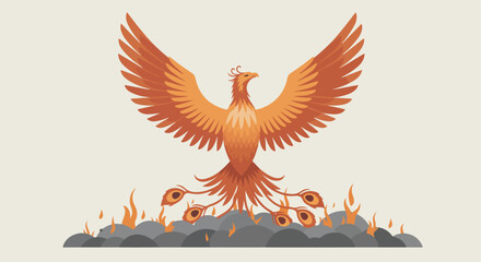 Obraz premium Phoenix Ascending from Flames in Ashes