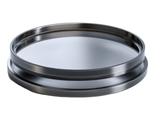 Circular, metallic lens or filter with double ring