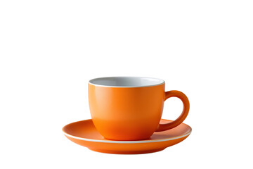 Obraz premium Orange cup and saucer isolated on transparent background