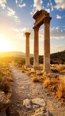 Obraz premium Ancient pillars at sunset