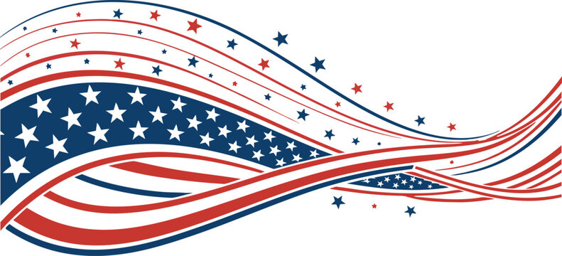 Abstract american flag wave with stars and stripes flowing banner design vector