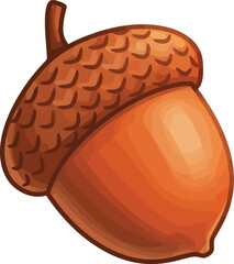 Isolated realistic autumn acorn seed oak tree nut fall season nature food vector