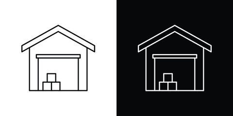 Warehouse icon in editable stroke. EPS 10 vector illustration.