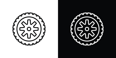 Tyre icon in editable stroke. EPS 10 vector illustration.