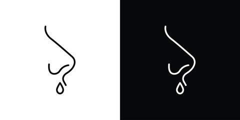 Stuffy nose icon in editable stroke. EPS 10 vector illustration.