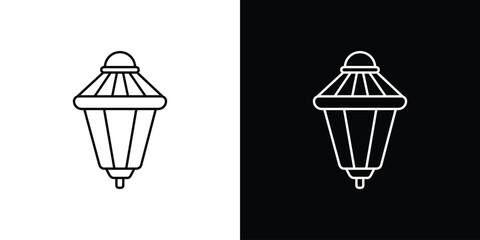 Street lamp icon in editable stroke. EPS 10 vector illustration.