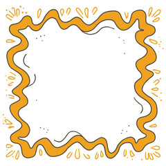 Hand drawn orange wavy frame with decorative elements and a white background ready for text input