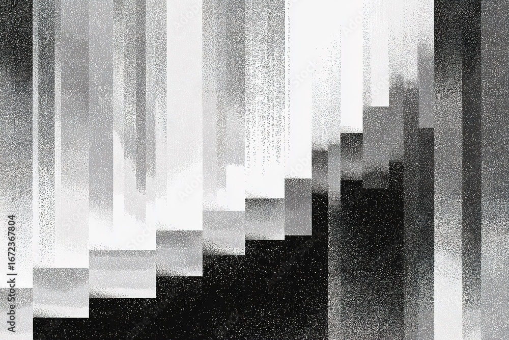 Aufkleber abstract grayscale composition featuring layered patterns with vertical and horizontal elements crea