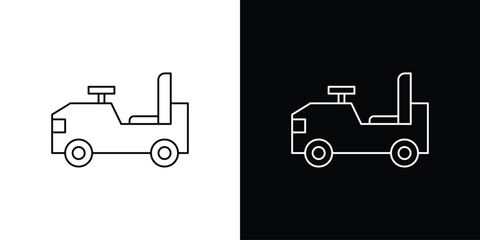 Pushing car icon in editable stroke. EPS 10 vector illustration.