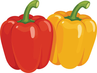 Vibrant red and yellow bell peppers fresh produce healthy eating ingredient vector