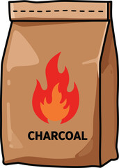 Bag of charcoal for grilling and barbecuing fuel vector