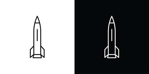 Missile icon in editable stroke. EPS 10 vector illustration.