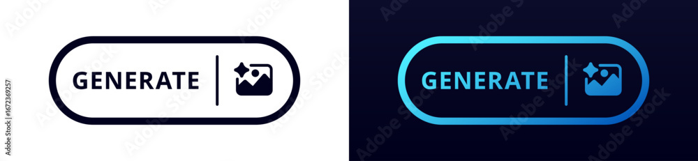 Poster two generate button designs side by side, with contrasting colors and simple icon included.