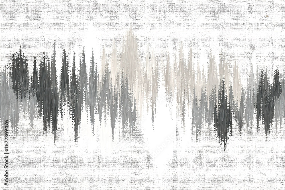 Aufkleber sound wave art design in monochrome tones with texture and depth emphasizing rhythm and frequency pa