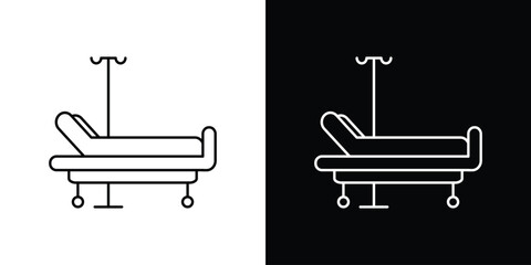 Hospital bed icon in editable stroke. EPS 10 vector illustration.