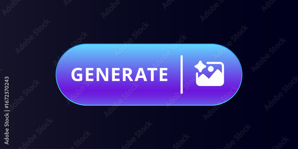 Aufkleber a shiny blue button with the word generate and a small magic wand icon designed on its surface.