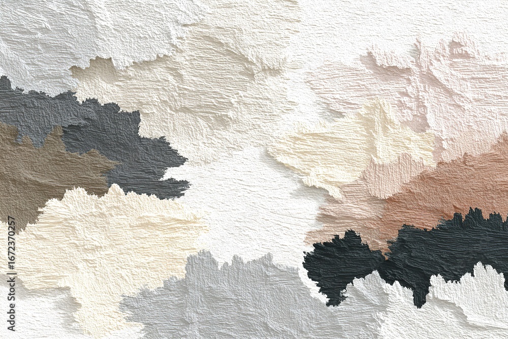 Poster abstract textured artwork featuring a blend of neutral tones and dynamic shapes on a light backgroun