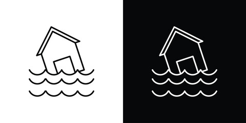 Flood icon in editable stroke. EPS 10 vector illustration.