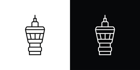 Flight Control tower icon in editable stroke. EPS 10 vector illustration.