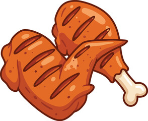Obraz premium Juicy grilled chicken wings and drumstick delicious bbq food illustration vector