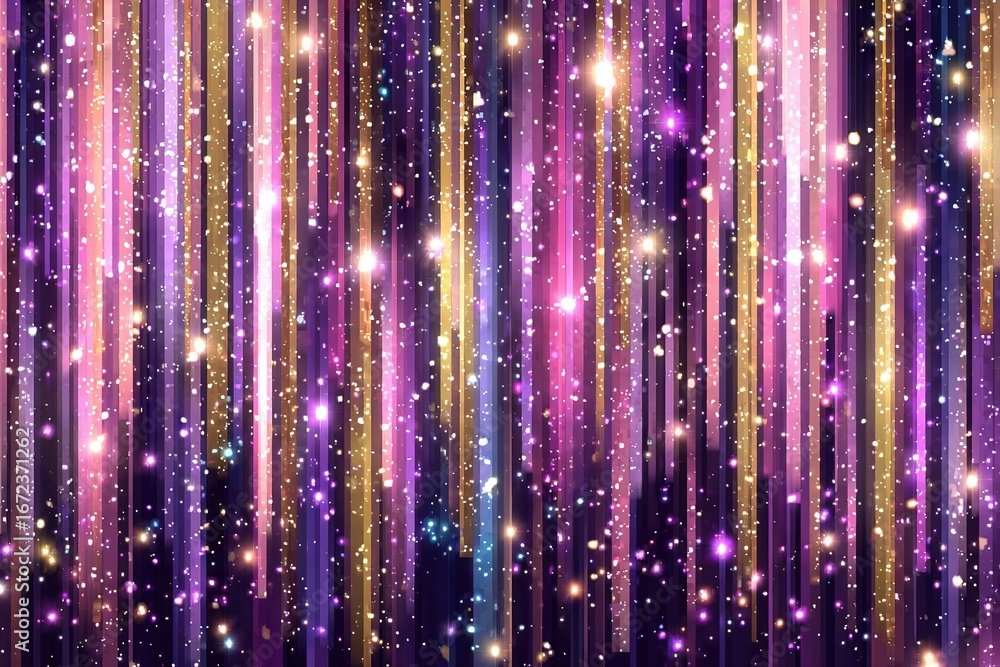Aufkleber Colorful glittering abstract design with vertical lines and luminous particles in a vibrant gradient