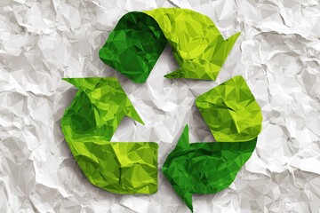 Brightly colored 3D recycling symbol on textured background promoting sustainable practices and environmental awareness