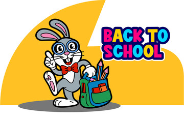 Back to School with a Cheerful Bunny, Bunny Vector