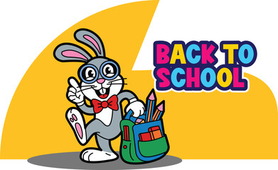 Back to School with a Cheerful Bunny, Bunny Vector