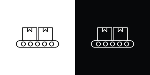 Conveyor belt icon in editable stroke. EPS 10 vector illustration.