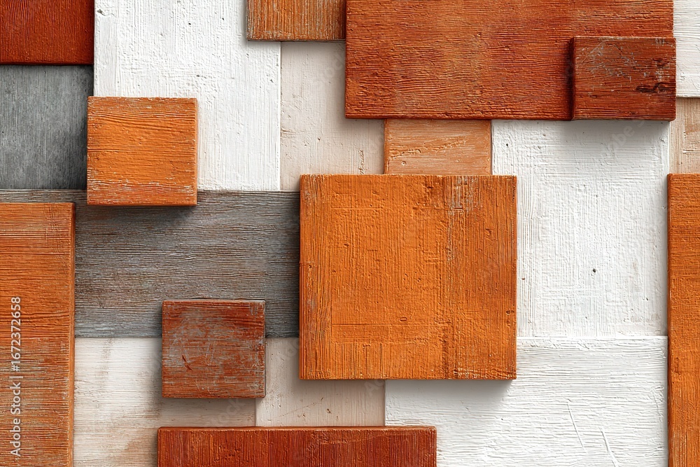 Poster colorful wooden blocks arranged on a textured surface create an artistic abstract composition in war