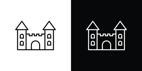 Castle icon in editable stroke. EPS 10 vector illustration.
