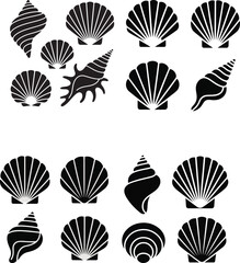 Black and white vector leaf silhouettes set