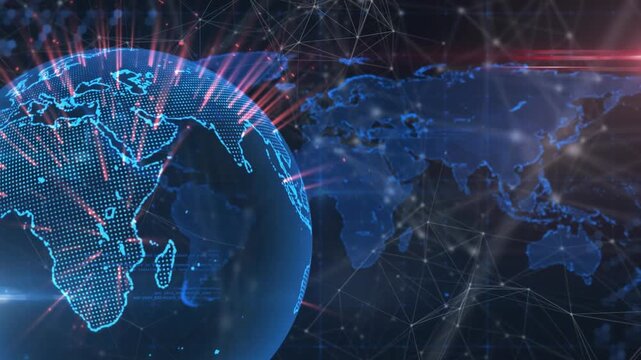 Global connections digital interface and data processing concept digitally generated video