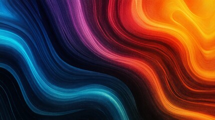 Rainbow noisy grainy poster design abstract vibrant background yellow blue orange red purple color flow wave black backdrop noise texture banner