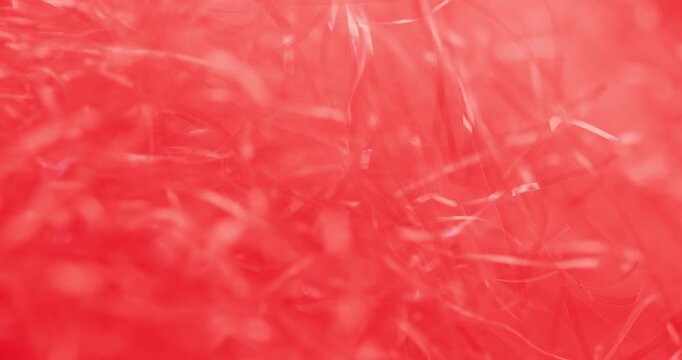 Red Color Glitter Crinkle Raffia Close Up Video in 4K 60fps
