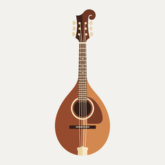 Fototapeta premium A brown stringed musical instrument with a pear-shaped body.