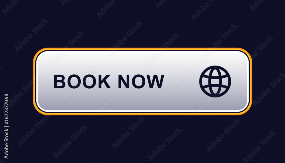 Aufkleber digital button with text book now and a globe symbol, ideal for websites or apps requiring reservati