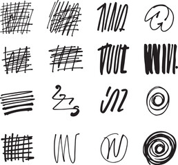Brush set. Hand drawn vector illustration	
