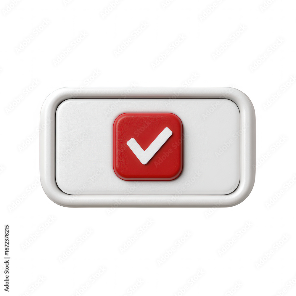 Fototapete confirmation dialog box with red check mark button on transparency background, symbolizing approval 