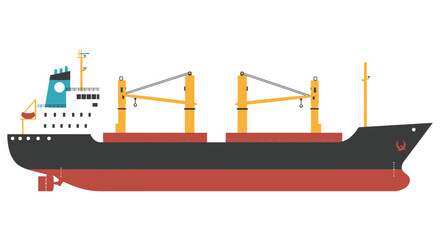 Obraz premium a large cargo ship with cranes on deck and a white background